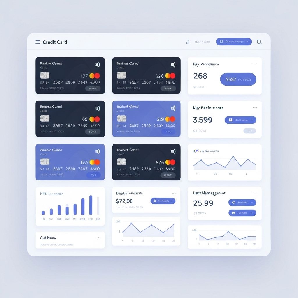 Credit card management dashboard showing analytics